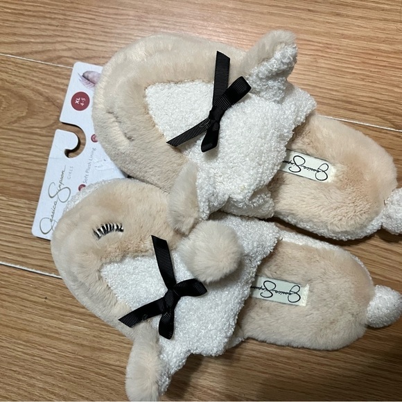 Jessica Simpson Girl's Cute and Cozy Plush Slip on Slippers with Memory Foam - Picture 8 of 8